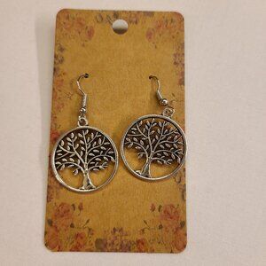 Silvertone Tree of Life Earrings